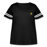 Women's Curvy Vintage Sport T-Shirt   WITH GOLD  LOGO - black/white