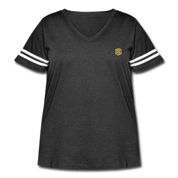 Women's Curvy Vintage Sport T-Shirt   WITH GOLD  LOGO - vintage smoke/white