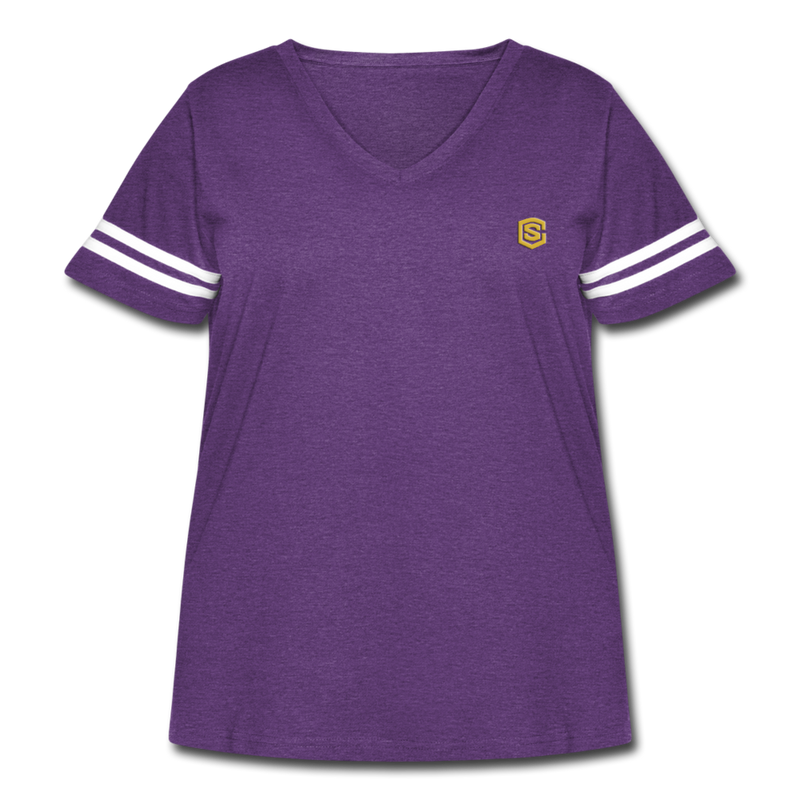 Women's Curvy Vintage Sport T-Shirt   WITH GOLD  LOGO - vintage purple/white