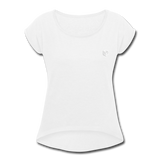 Women's Roll Cuff T-Shirt   WITH WHITE  LOGO - white