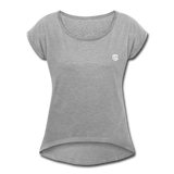 Women's Roll Cuff T-Shirt   WITH WHITE  LOGO - heather gray