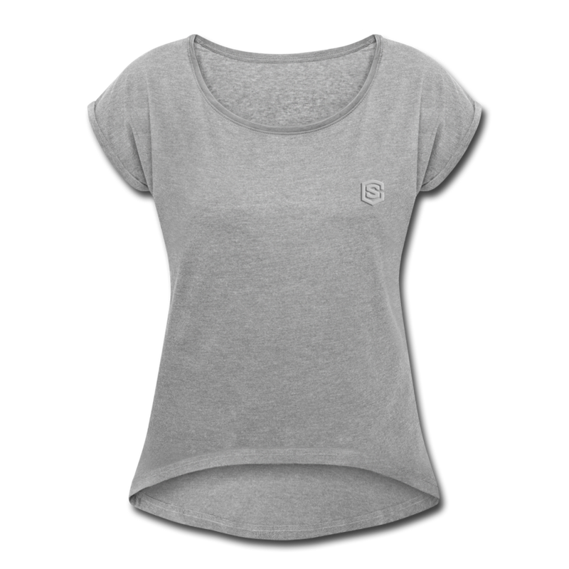 Women's Roll Cuff T-Shirt  WITH SILIVER  LOGO - heather gray