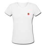 Women's V-Neck T-Shirt   WITH RED LOGO - white