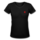 Women's V-Neck T-Shirt   WITH RED LOGO - black