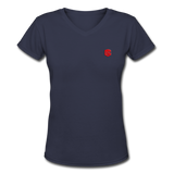 Women's V-Neck T-Shirt   WITH RED LOGO - navy