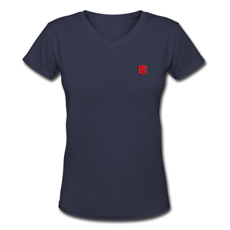 Women's V-Neck T-Shirt   WITH RED LOGO - navy