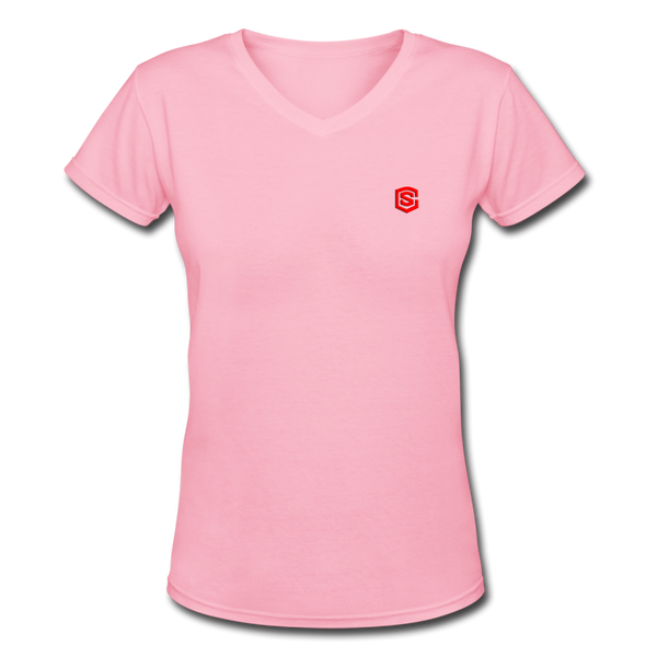 Women's V-Neck T-Shirt   WITH RED LOGO - pink