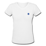 Women's V-Neck T-Shirt   WITH BLUE LOGO - white