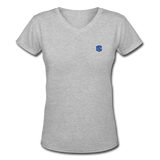 Women's V-Neck T-Shirt   WITH BLUE LOGO - gray