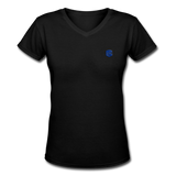 Women's V-Neck T-Shirt   WITH BLUE LOGO - black