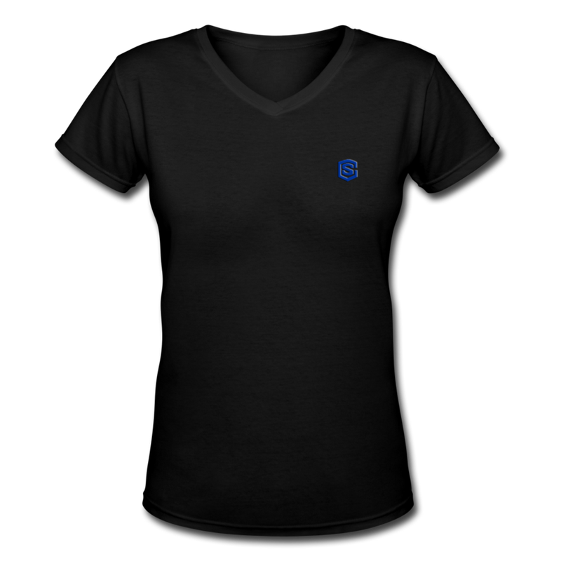 Women's V-Neck T-Shirt   WITH BLUE LOGO - black