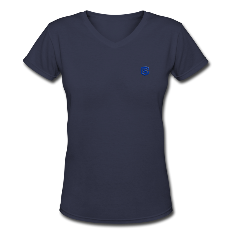 Women's V-Neck T-Shirt   WITH BLUE LOGO - navy