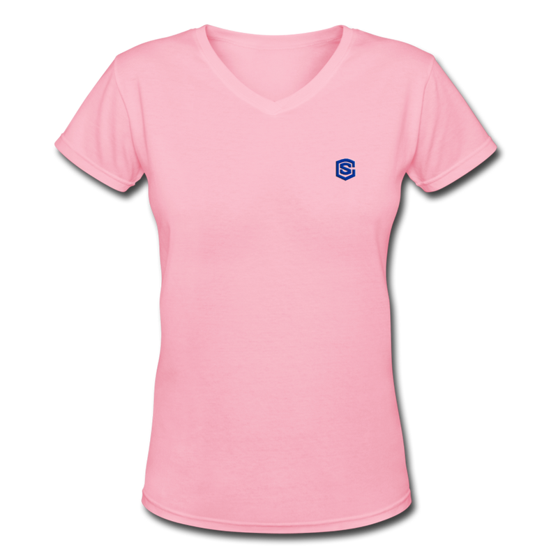 Women's V-Neck T-Shirt   WITH BLUE LOGO - pink