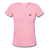 Women's V-Neck T-Shirt   WITH BROWN  LOGO - pink