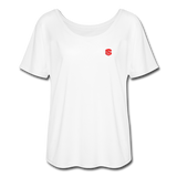 Women’s Flowy T-Shirt   WITH RED LOGO - white