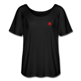 Women’s Flowy T-Shirt   WITH RED LOGO - black