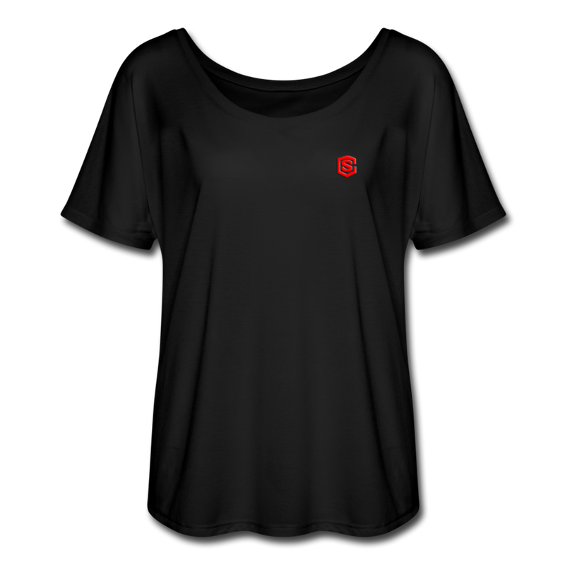 Women’s Flowy T-Shirt   WITH RED LOGO - black