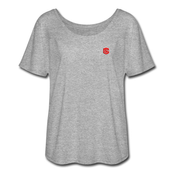 Women’s Flowy T-Shirt   WITH RED LOGO - heather gray