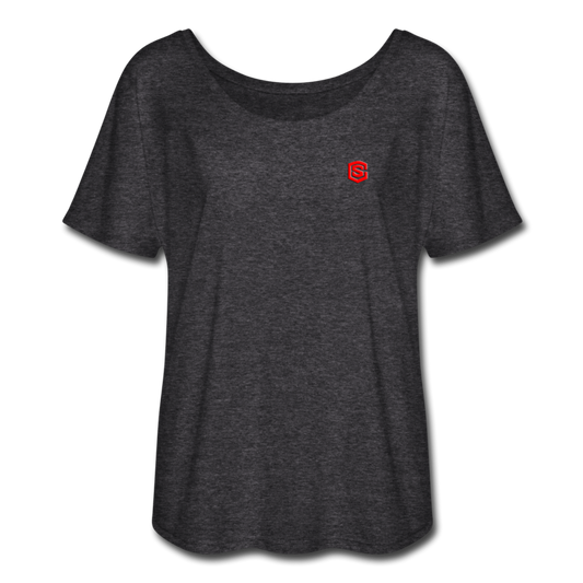 Women’s Flowy T-Shirt   WITH RED LOGO - charcoal gray