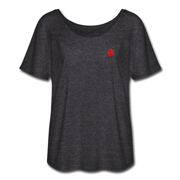 Women’s Flowy T-Shirt   WITH RED LOGO - charcoal gray