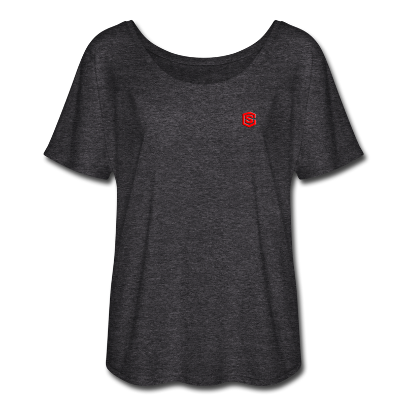 Women’s Flowy T-Shirt   WITH RED LOGO - charcoal gray