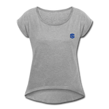 Women's Roll Cuff T-Shirt   WITH BLUE LOGO - heather gray