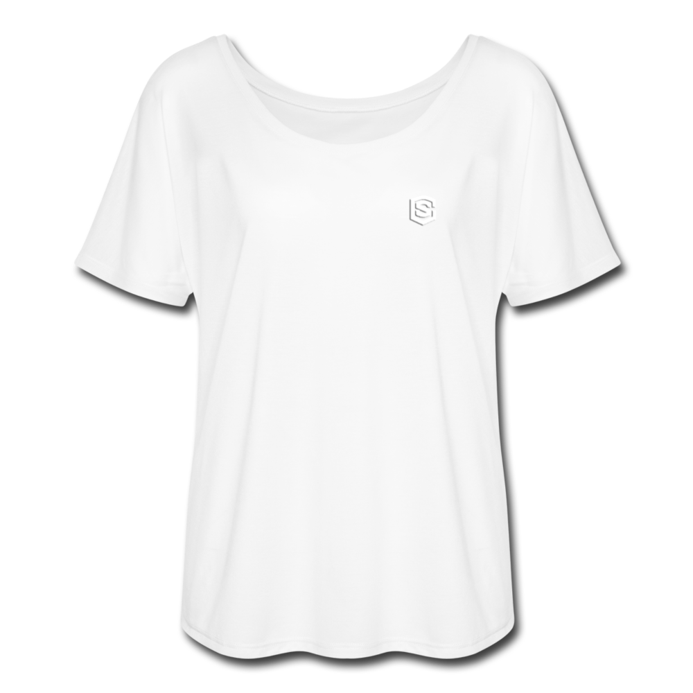 Women’s Flowy T-Shirt   WITH WHITE  LOGO - white