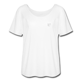 Women’s Flowy T-Shirt   WITH WHITE  LOGO - white