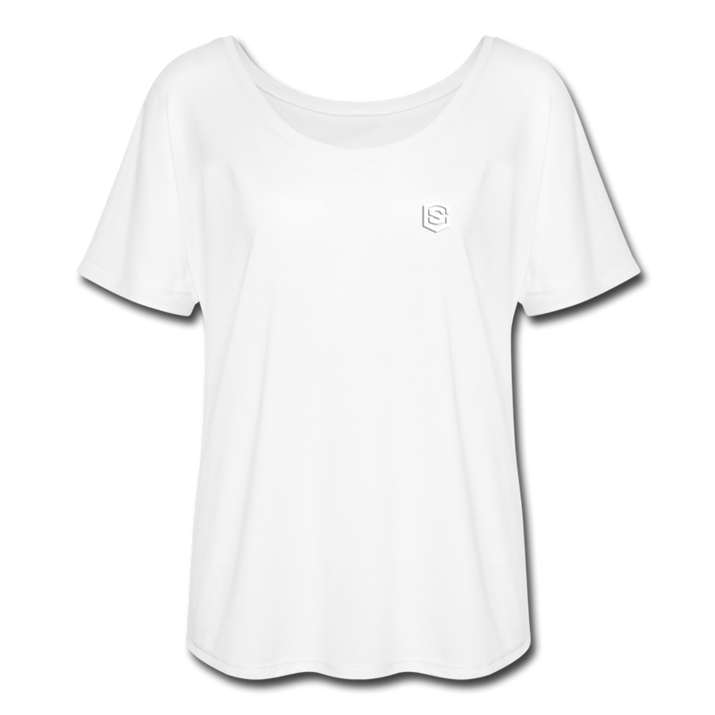 Women’s Flowy T-Shirt   WITH WHITE  LOGO - white