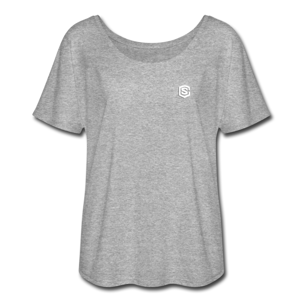 Women’s Flowy T-Shirt   WITH WHITE  LOGO - heather gray