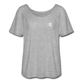 Women’s Flowy T-Shirt   WITH WHITE  LOGO - heather gray