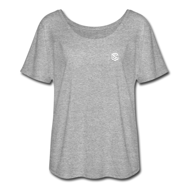 Women’s Flowy T-Shirt   WITH WHITE  LOGO - heather gray