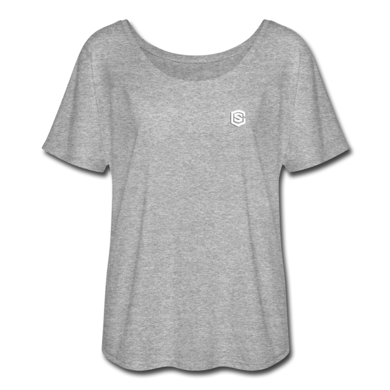 Women’s Flowy T-Shirt   WITH WHITE  LOGO - heather gray