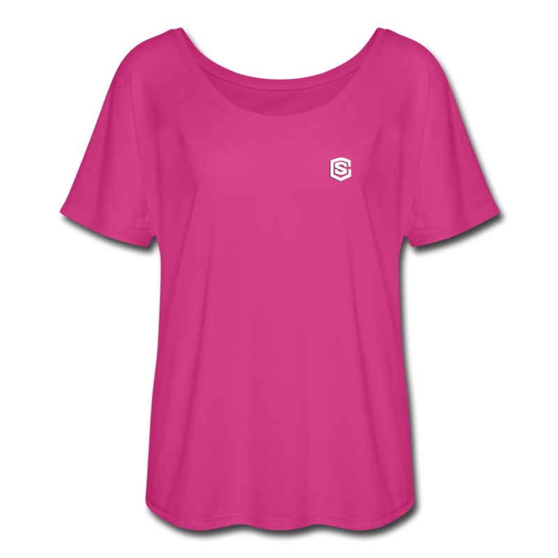 Women’s Flowy T-Shirt   WITH WHITE  LOGO - dark pink