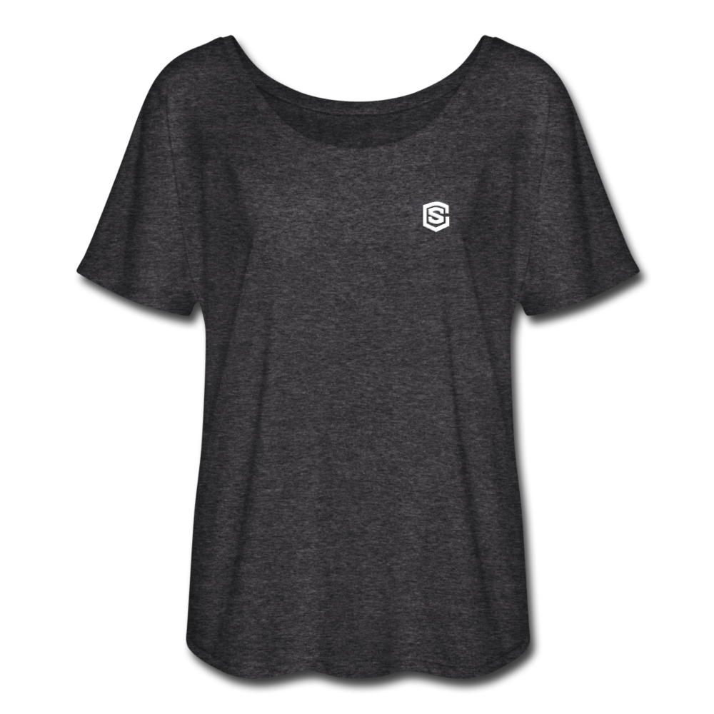 Women’s Flowy T-Shirt   WITH WHITE  LOGO - charcoal gray