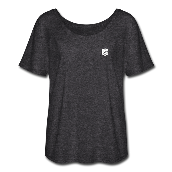 Women’s Flowy T-Shirt   WITH WHITE  LOGO - charcoal gray