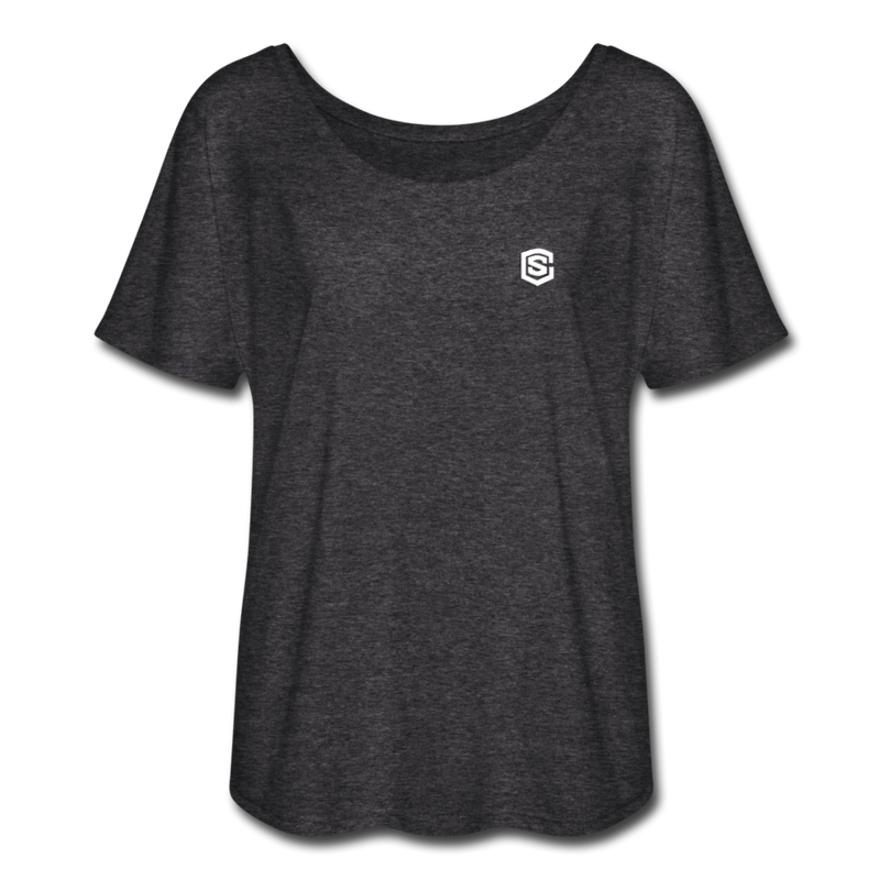 Women’s Flowy T-Shirt   WITH WHITE  LOGO - charcoal gray