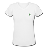 Women's V-Neck T-Shirt   WITH GREEN LOGO - white