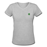 Women's V-Neck T-Shirt   WITH GREEN LOGO - gray