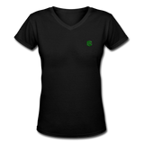 Women's V-Neck T-Shirt   WITH GREEN LOGO - black