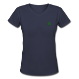 Women's V-Neck T-Shirt   WITH GREEN LOGO - navy