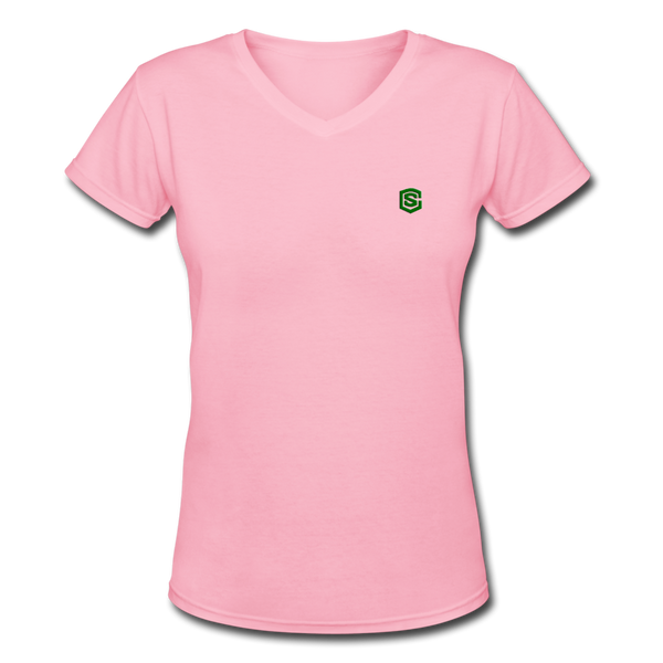 Women's V-Neck T-Shirt   WITH GREEN LOGO - pink