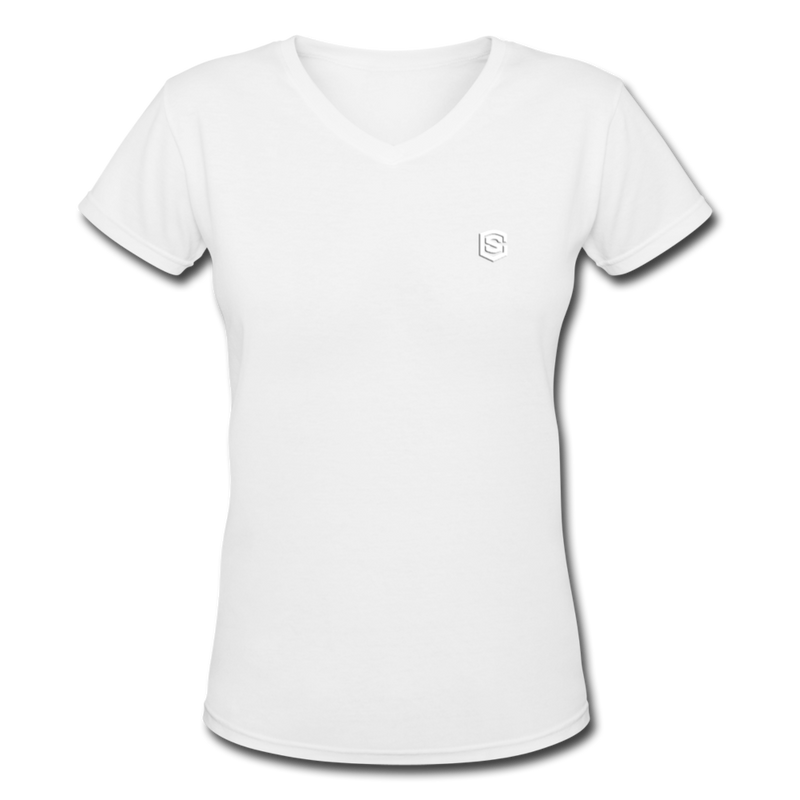 Women's V-Neck T-Shirt   WITH WHITE LOGO - white