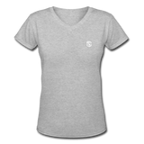 Women's V-Neck T-Shirt   WITH WHITE LOGO - gray