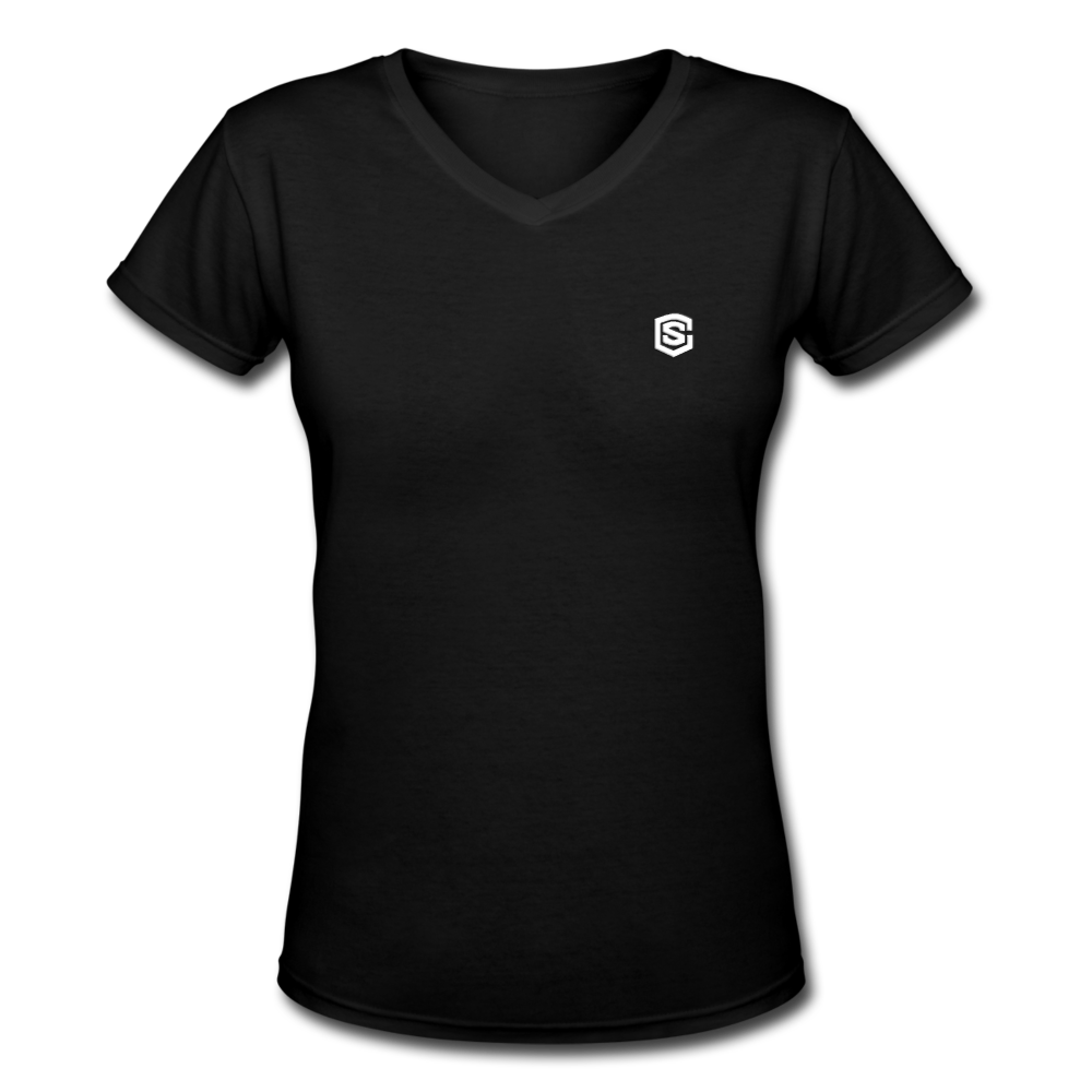 Women's V-Neck T-Shirt   WITH WHITE LOGO - black