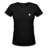 Women's V-Neck T-Shirt   WITH WHITE LOGO - black