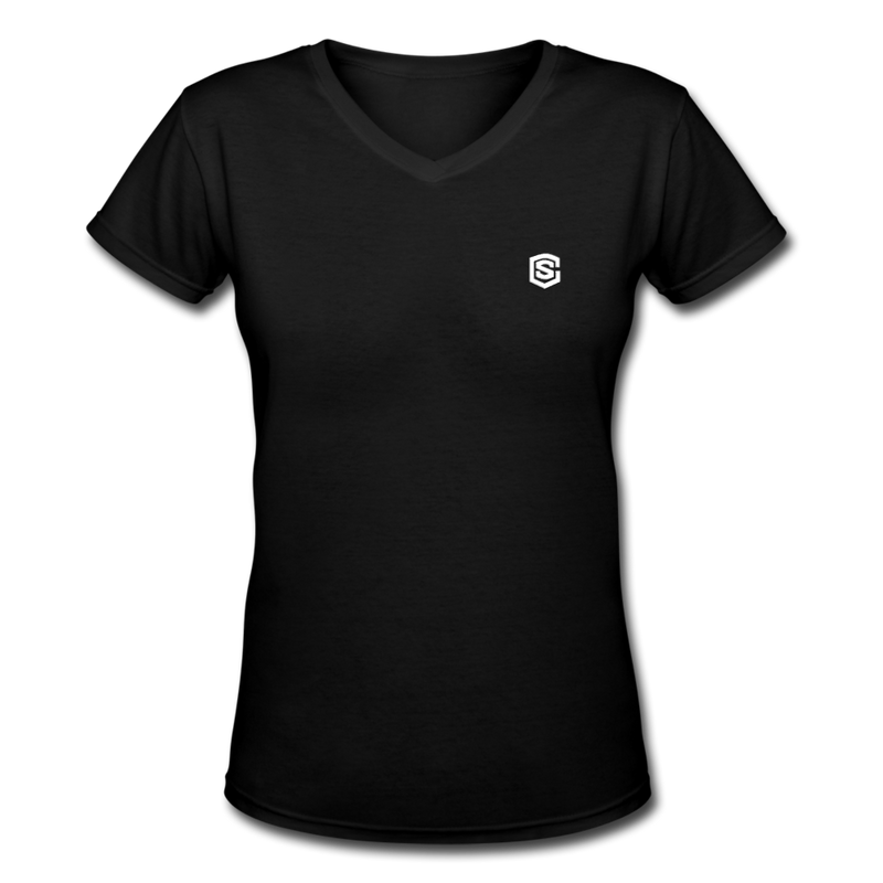 Women's V-Neck T-Shirt   WITH WHITE LOGO - black