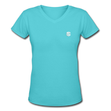 Women's V-Neck T-Shirt   WITH WHITE LOGO - aqua