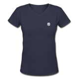 Women's V-Neck T-Shirt   WITH WHITE LOGO - navy