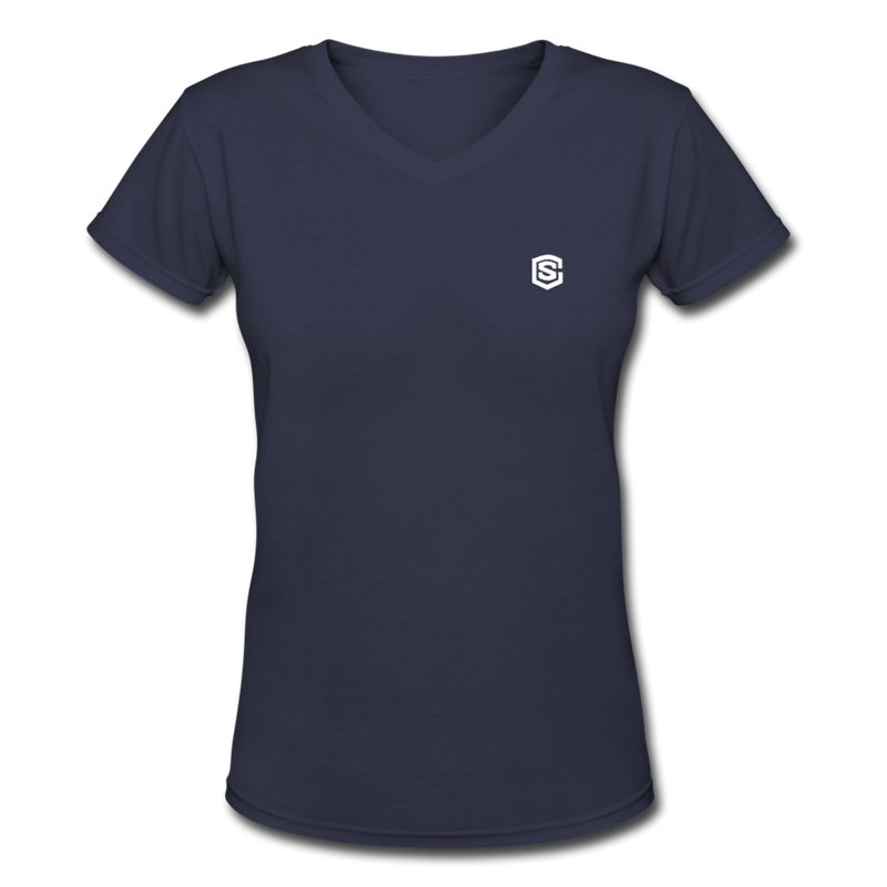 Women's V-Neck T-Shirt   WITH WHITE LOGO - navy